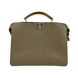 Fendi Peekaboo ISeeU Crossbody leather shoulder bag Khaki Green yellow silver